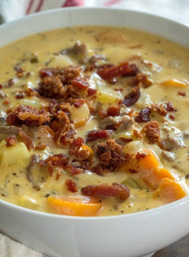 Extra Creamy Slow Cooker Cheeseburger Soup QuickRecipes