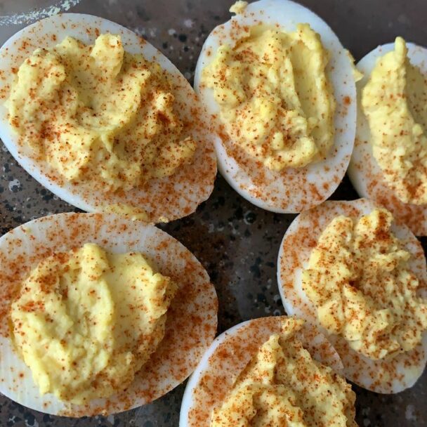 Southern Style Deviled Eggs QuickRecipes   0231fc1a7161e56fa31f7fc39e7d8896 608x608 