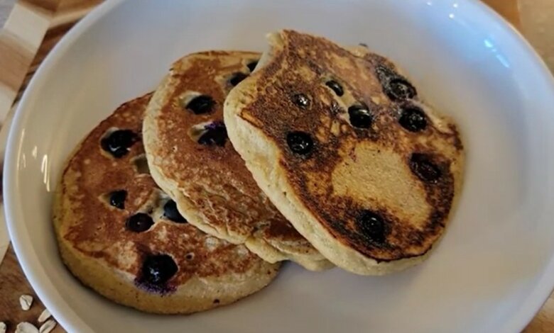 Blueberry banana pancakes with instant pancake mix