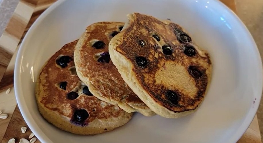 Blueberry banana pancakes with instant pancake mix