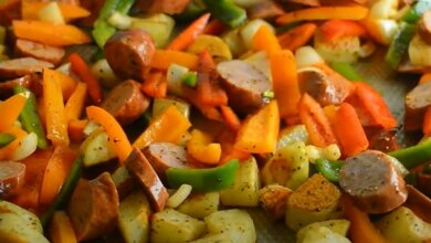 Oven roasted smoked sausage and potatoes