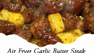 Air fryer garlic steak bites and potatoes